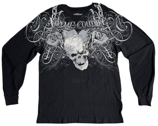 Xtreme Couture by Affliction Men'S Thermal Shirt WHIPLASH Skull