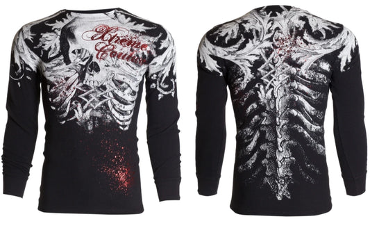 Xtreme Couture Affliction Men'S Long Sleeve THERMAL T-Shirt PERSIMMON Biker S-3X